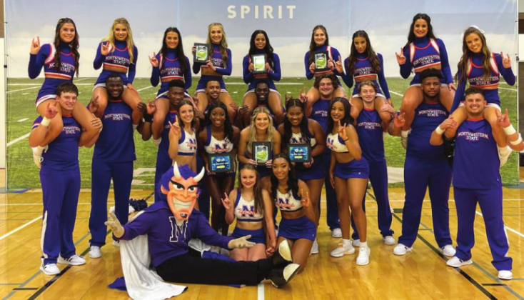 NSU Purple Pizazz Pom Line, cheer squad win first place at competition