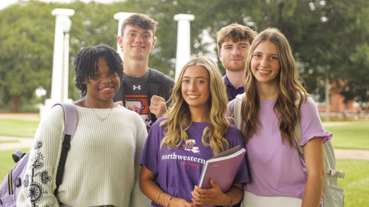 Undergraduates Amya Brown, Kaden Morrison, Alexandra Wilfong, Rafe Suggs and Bella Daniels, from left, are among the 8,402 students enrolled at NSU this fall.
