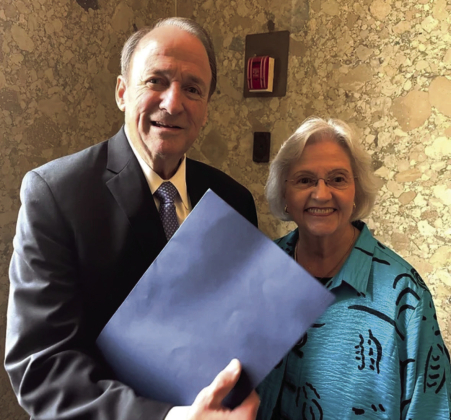 Former Speaker of the House Joe Salter and wife Bettye are shown above shortly after leaving the House floor where he was honored by the Louisiana Legislature in 2024.