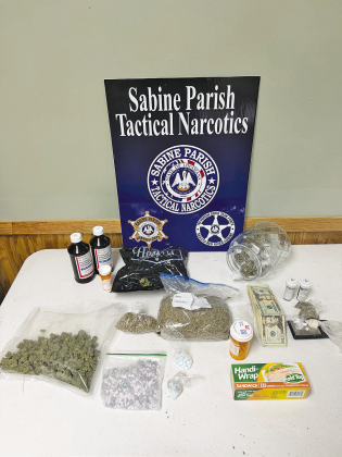 A photo released by the Sabine Parish Sheriff’s Office displays the drugs seized from Seastrunk.