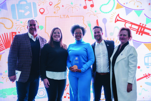 The Louisiana Travel Association recently honored the tourism industry with the 2025 Louey Awards, of which the Sabine Parish Tourist and Recreation Commission won the prestigious CVB of the Year Award. Pictured in the middle is Georgia Craven, Executive 