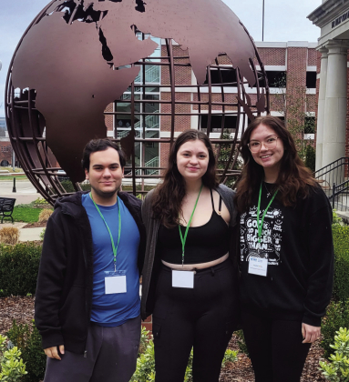 Northwestern State University students Masen Starks of Many, Shannon Boone of Pitkin and Natalie Sutton of Bossier City, from left, competed in Integration Bee and the Student Team Competition at the Louisiana/Mississippi section of the Mathematical Assoc