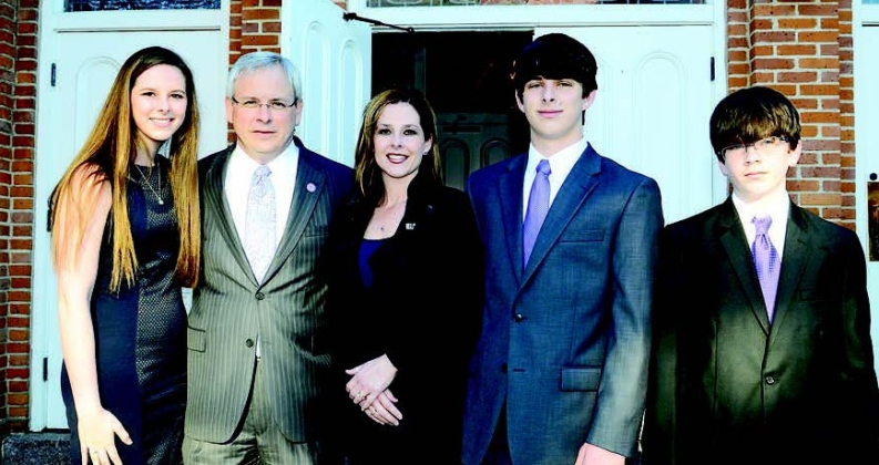 Dr. James B. Henderson and his family, along with the community, participated in a Mass of Thanksgiving at the Minor Basilica of the Immaculate Conception Friday morning. From left are daughter Reagan, Dr. Henderson and his wife Tonia and sons Nicholas and Alexander. 