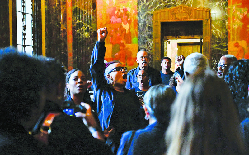 Protesters gathered at the Capitol to oppose new congressional district maps. (Photo credit Avery White/LSU Manship School News Service)