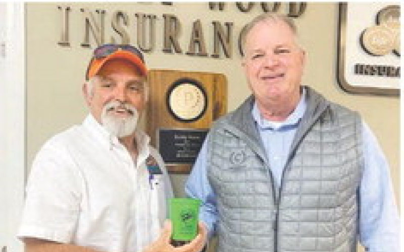 State Farm Insurance Agent Buddy Wood is the proud sponsor for the drink cups of the Bass Unlimited Banquet. Pictured are Buddy Wood, Owner and BU Chairman Tommy Phillips.