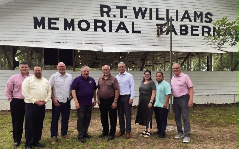 Pictured are Dr. David Busic, GS; Dr. Keith Newman, President SNU; Dr. Chuclk Fountain, DS; and the pastors of Sabine and Natchitoches Parishes.