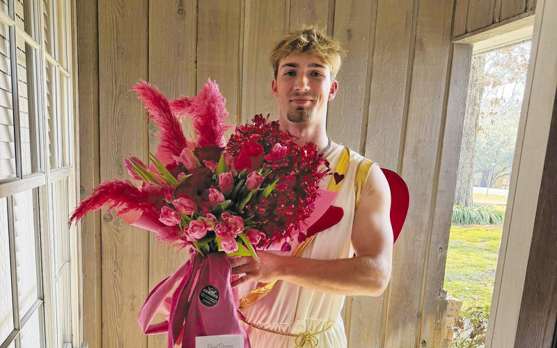 One of the Cupids that made floral deliveries during the recent Valentines Day season.