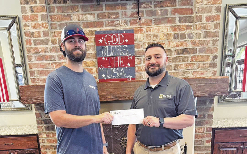 BOM Bank was proud to support Florien Baseball and Softball Inc. with a donation to help invest in local youth athletics! Supporting youth baseball and softball means supporting teamwork, discipline, confidence, and opportunities for young athletes to grow both on and off the field. We’re honored to help organizations that make a lasting impact on our communities and the next generation. Pictured left to right: Tyler Roark and BOM’s Lance Rivers.