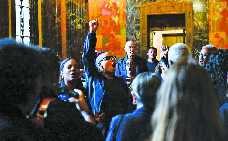 Protesters gathered at the Capitol to oppose new congressional district maps. (Photo credit Avery White/LSU Manship School News Service)
