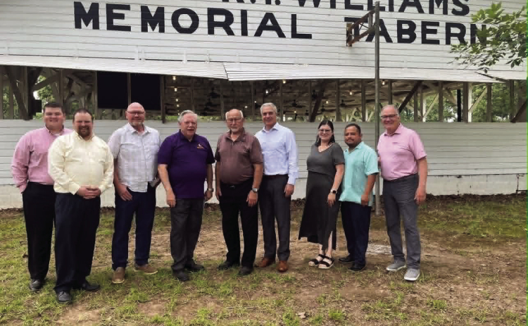 Pictured are Dr. David Busic, GS; Dr. Keith Newman, President SNU; Dr. Chuclk Fountain, DS; and the pastors of Sabine and Natchitoches Parishes.
