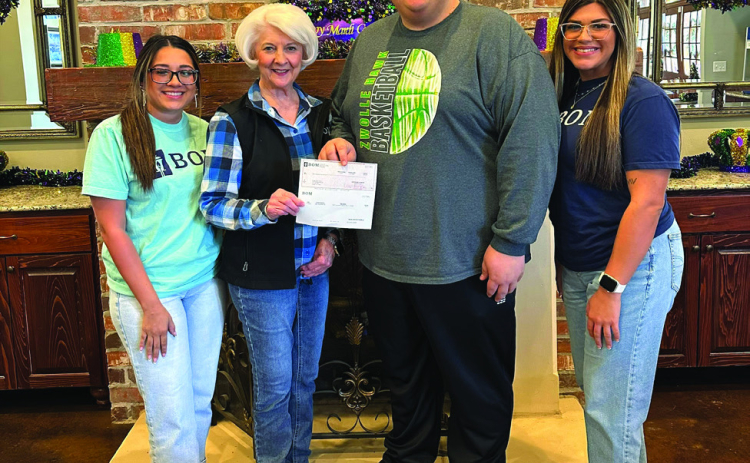 BOM was proud to continue our support of the Zwolle Basketball Tournament through a donation to help with their annual fundraiser. Pictured left to right: BOM’s Kelcie Sepulvado and Linda Guay, Payton Arthur, and BOM’s Genevieve Loe.