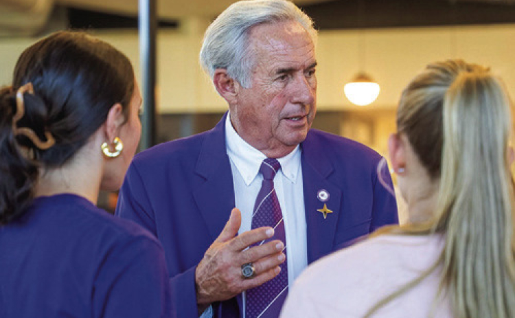 NSU President James T. Genovese visited with students during the President’s Picnic, an event held annually in conjunction with New Student Convocation the evening before fall classes begin.